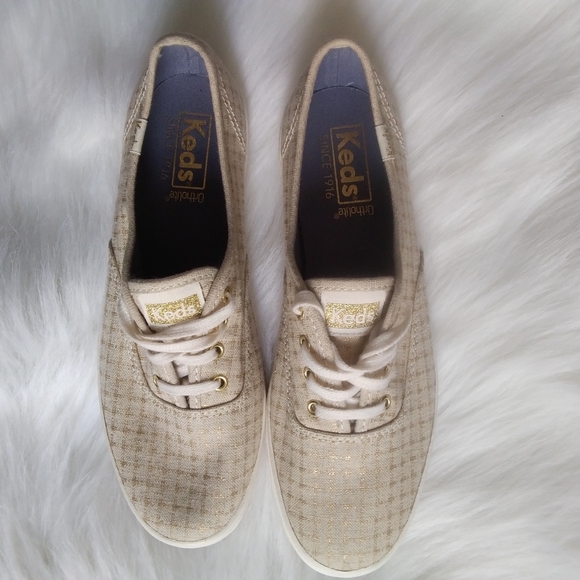 KEDS-Champion☀️Gold☀️Foil Ticking Dot Sneakers - Picture 8 of 12